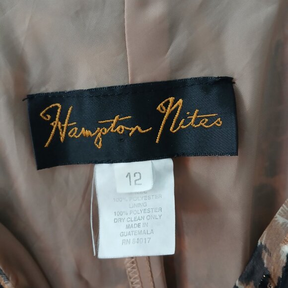 VTG 1990s Hampton Nites Sz 12 Cheetah Print Chiffon Cocktail Maxi Dress Lined - Picture 3 of 14